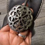 Brighton  Alice Thong Sandals, Leather Bronze  Ornate Silver Buckle Photo 3