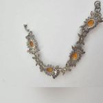 Citrine Silver 925 Crystal Flower Bracelet Gold Photo 5