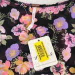 Free People  Maybel Sheer Floral Tie Front Peplum Top Crop Black‎ Pink Small New Photo 6