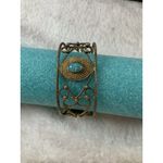 Fire‎ Opal cuff bracelet Made In Turkey Gold Colored Wire Brass Jewelry Photo 5