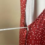 Retro Women's Small Polka Dot Ruffle Tie Wrap Flowy 50's V Neck Swing Dress Red Photo 6