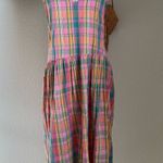 1970s Vintage Mandy Malone Plaid Sleeveless Maxi Dress Pink Size M Photo 0