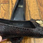 Stuart Weitzman Crocodile Patent Leather Gold Mary Jane Buckle Flats Size 7M Photo 8