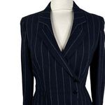Armani Collezioni Navy Blue Pin Striped Wool Blend Blazer Jacket Size 6 Photo 0