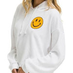 Aviator Nation  Smiley 2 Graphic Cropped Hoodie in white Medium Photo 0