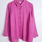 J. Jill Love Linen Blouse Fuchsia XL Breathable Dressy Casual Lightweight Airy Pink Photo 0