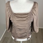 B. Wear  Ruched Front Tan Top Size M Photo 1
