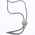 Vintage square Dancing Bolo, Western Triangle arrowhead Leather Necklace Gold Photo 1