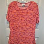 Jaclyn Smith  Pink/Orange Print Scoop Neck Short Sleeve Blouse L Photo 0