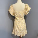 Trixxi Yellow white cottagecore puff-sleeve wrap-dress mini, ruffle feminine cruise, XL Photo 5