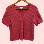 Cute 90’s Rose shaker knit scallop trim cottage core v Photo 0