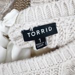 Torrid Chunky Knit Sweater Size 1 Open Back Bow Tie Cable Knit Cream Photo 4