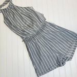 Gray White Stripe High Neck Romper Sz Small Photo 0
