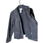 Live a Little  Y2K Black Denim Jacket Blazer Raw Hem Frayed‎ Goth Punk Size M Photo 6