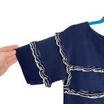 J.Crew Navy Blue Ruffle Boatneck Short Sleeve Knit Sweater Photo 3