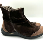 Merrell  Freisa J56318 Brown Suede Leather Slouch Side Zip Ankle Boot Size 7 Photo 0
