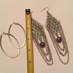 Lot Of 2 Women's Pierced Costume Earrings Large Silver Tone Statement Photo 5