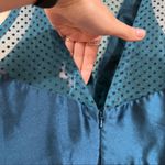 Monique Lhuillier ML Teal Mesh Polka Dot Ball Gown Photo 6