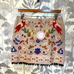 Umgee  nwt Boho Embroidered Mini Skirt Bird Flower Mexicana Folk Pattern Sz M Photo 0