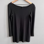 Theory  Little Black Dress Stretch Knit Scoop Neck Long Sleeves with Zippers Photo 1