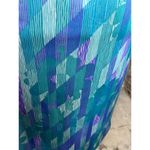 dress blouson floral vintage 1980s micro pleat top purple aqua Size M Photo 6