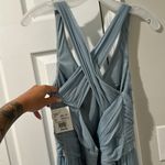David's Bridal NWT David bridal studio long mesh with open back dusty blue formal dress Photo 1