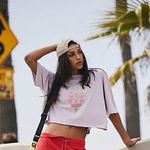 FP Movement Inspire logo tee blush raglan oyster oversized cropped short sleeve Pink Size XS Photo 1
