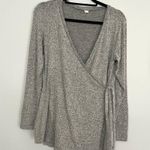 Pink Lily  Maternity Pregnancy Light Gray Long Sleeve Wrap Top Size S Photo 1