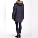 Sam Edelman Navy Blue Faux Fur Trimmed Down Filled Parka Coat Women’s Size XL Photo 3
