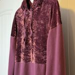 Flirtitude Active Hoodie M/L Burgundy Velour Sweatshirt Pullover Long Sleeve Gym Photo 3
