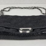 Judith Ripka Women's Clutch Black Stingray Quilted Leather Convertible Chain Photo 12
