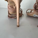 Schutz Vikki Leather Ankle Wrap Tie Strap Stiletto Sandal Heels Tan Size 9.5 Photo 8