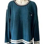 PINK - Victoria's Secret VS PINK Varsity Crew Teal Marled Jersey Long Sleeve Shirt | Size Medium Photo 0