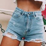 Glamorous High Waisted Jean Shorts  Photo 0