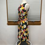 T Tahari Black Floral Print Sleeveless Pleated Belted Midi Dress Size Medium Photo 7