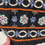 Vintage 90s Y2K Northwest Blue Wool Blend Nordic Embroidered Cardigan Size Large Black Photo 4