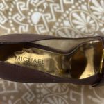 Michael Kors MICHAEL  Brown and Gold Heels with Buckle Detail Photo 7