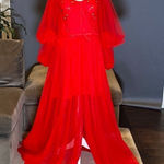 Women’s Red Prom Party Formal Dress With Corset Back and Leg Slit Size 16 NWOT Red Photo 0