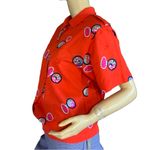 Diane Von Furstenberg VINTAGE 1990'S  TOMATO RED NOVELTY BLOUSE (M) Photo 4