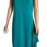 J Peterman Asymmetrical Hem Midi Dress Teal Blue Sleeveless Ruffle Womens Medium Photo 0