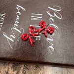 Vintage Red Bow Earrings Retro 80s Enamel Holiday Valentine Jewelry Photo 5