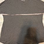 Eddie Bauer Pink Gray Striped V-neck Drop Shoulder Long Sleeve Top Women XL Photo 2
