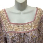 American Eagle  Peasant Cottagecore Floral Blouse Tunic Top Sz S Pink Peplum AEO Photo 3