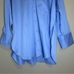 ZARA  blue oversized satin effect button down shirt women’s size XS Photo 7