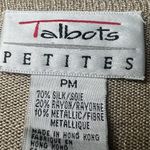 Talbots  Shirt Womens Petite Medium Gold Glittery Pullover Long Sleeve Luxe Silk Photo 3