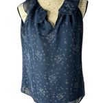 CAbi Ever Tank Top Floral Navy Blue Split V Neck #3984 Women's Small Photo 0