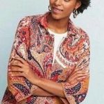 Moth by Anthropologie Women's Medium Retro Intarsia Paisley Blazer Mustard Gold Photo 0
