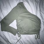 Moa Moa One-Shoulder Ribbed Top in Olive Green Photo 0