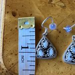 Genuine White Buffalo Sterling Silver Earrings Black Photo 2