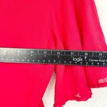 LOUNA Dress Women Size XS Midi Chiffon Red Open Black Deep V Flutter Sleeve Photo 5